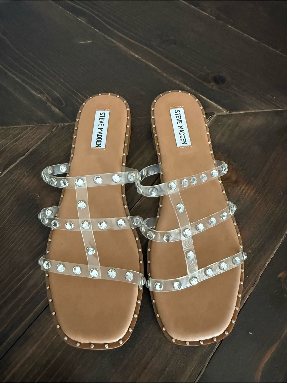 Steve Madden Clear Studded Sandals Size 9